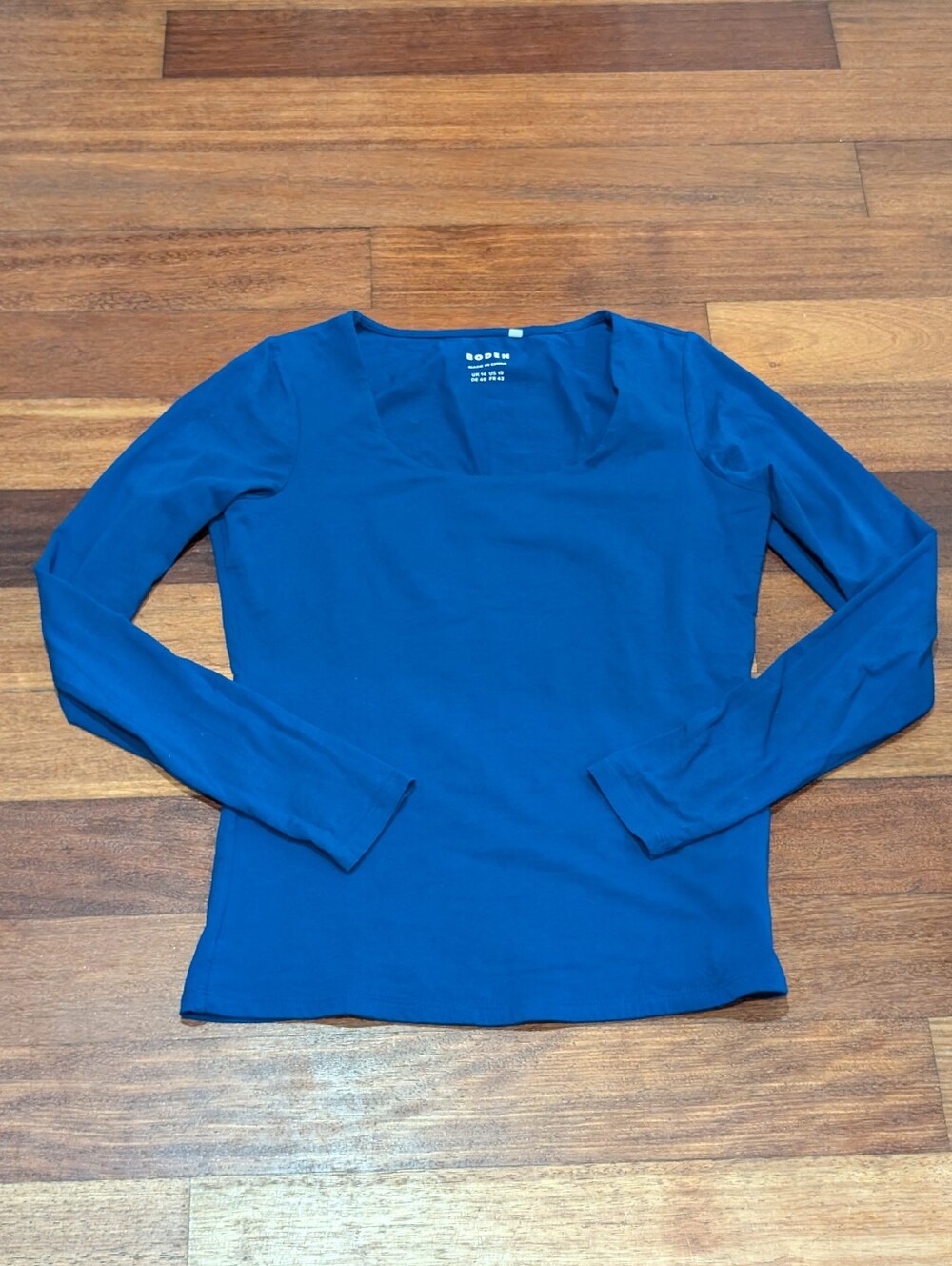 Boden Royal Blue Square-Neck Long Sleeve Top